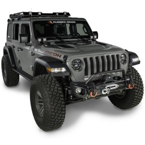 Jeep Wrangler Bumper - Front - Rugged Ridge - Arcus with Overrider - Satin Black - `18-`21